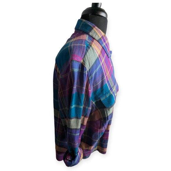 Chaps Vibrant Multicolor Plaid Button Front Long Sleeve Shirt Size 1X - Picture 7 of 13